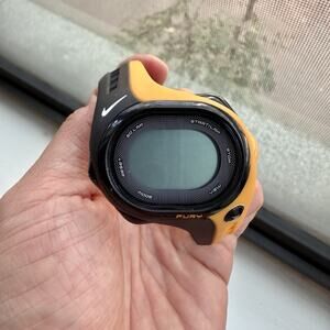 Nike Sports Watch Triax Fury Yellow Black Men's Wristwatch Rubber Digital Y2K